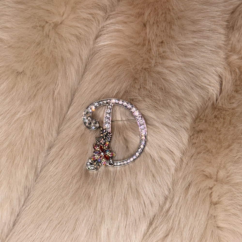 Elegant Silver Crystal Brooch